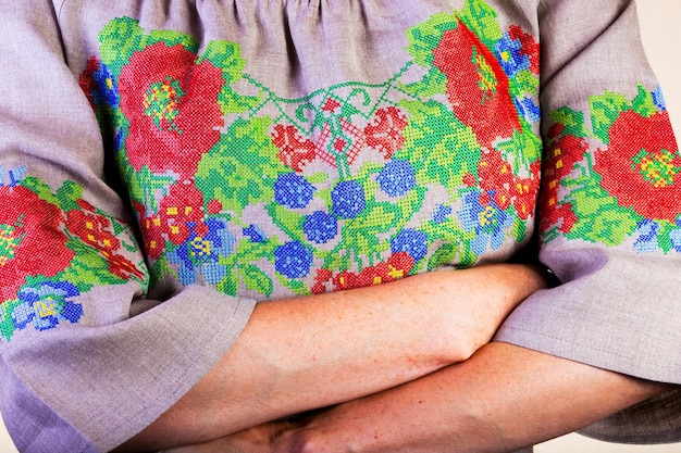 Zbliżenie tradycyjnego haftu